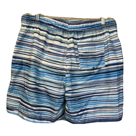 Charleston Threads Swim Trunks Men’s XXL Blue Stripes Print Elastic Waist - Picture 3 of 4